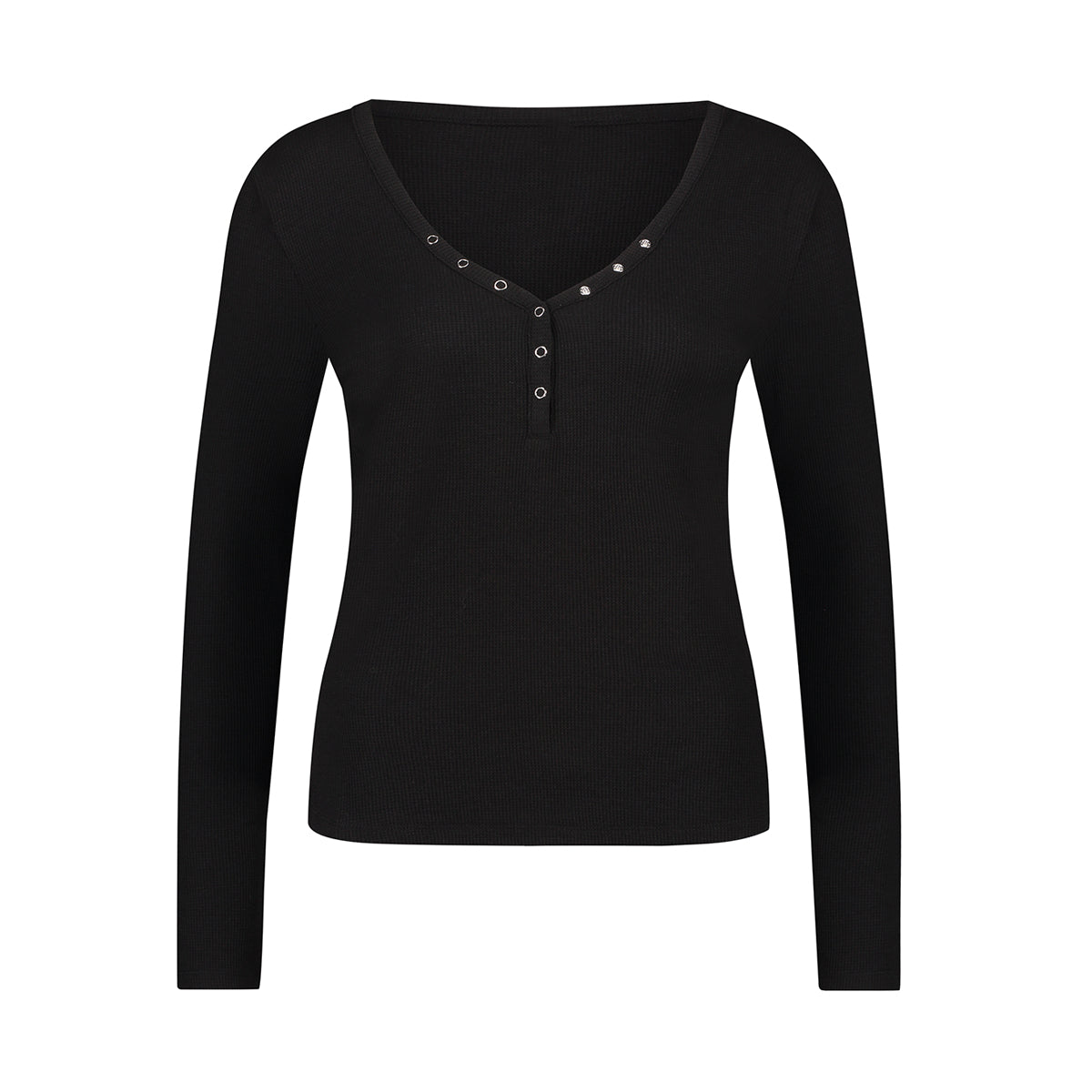 Hunkemöller Waffle Henley - Black - 205123-Black