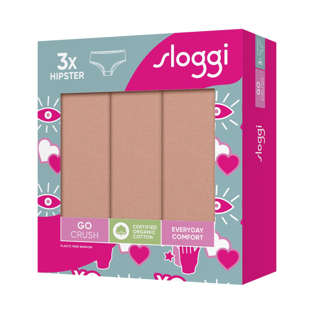Sloggi Go Crush 3-pak hipster trusse, brun - 10219671 - 00ME - Cameo Brown