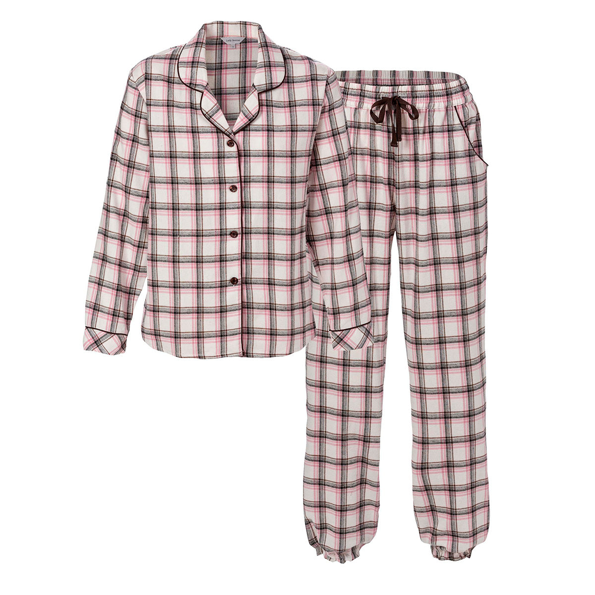 Lady Avenue Bamboo Flannel pyjamas, creme - 66726 - 5300 - Pink